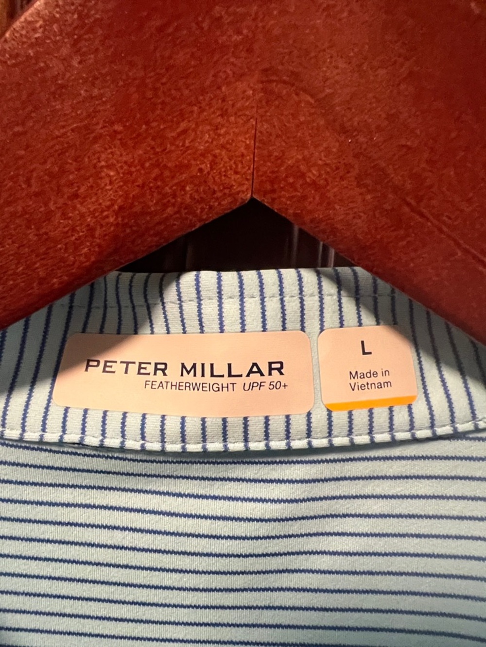 New Peter Millar Crown Sport Featherweight Stretch Teal Blue Stripe Golf ⛳️ Polo - Picture 8 of 13